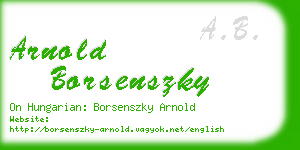 arnold borsenszky business card